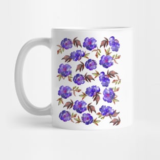 Peonies Flowers Watercolor Ink Cute Girly Blue Mug